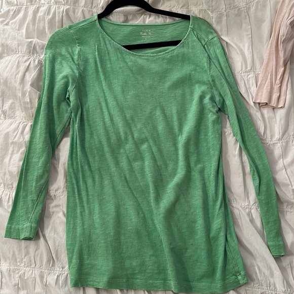 J. Crew Tops - J Crew Bright Green Painter Tee size L; Condition: excellent